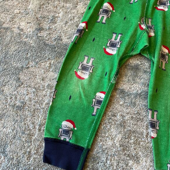 Hanna Andersson Green Santa Robot Long John Pajamas 80 cm 18-24 Months - Picture 4 of 8